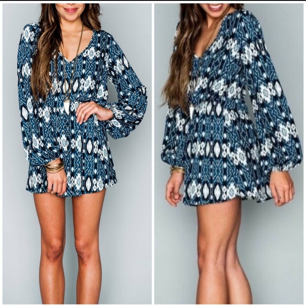 Show me your mumu Rainey Turquoise with black and white tribal accent Dr…